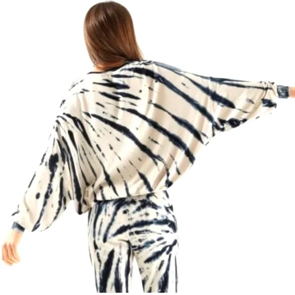 YOUNG FABULOUS & Broke JULIETTE TIE DYE OVERSIZED SWEATSHIRT SZ M BLUE SAFARI - Picture 2 of 11